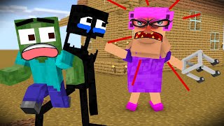 Monster School : ESCAPE GRUMPY GRAN &amp; SISTERS Obby - Minecraft Animation