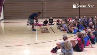 Curley Boo Johnson teaches campers at his Skills for Life Basketball Academy dribbling drills. #pjsp