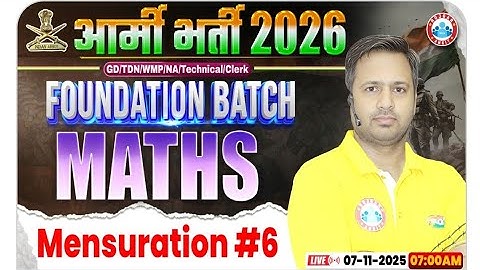 Army GD Math Class 2026 Mensuration #6 Foundation Batch Maths By Rakesh Sir #army #rwapremium