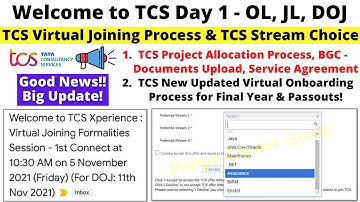 🔴Welcome to TCS Day 1 Joining - TCS Virtual Date of Joining & Onboarding Process & TCS Stream Choice