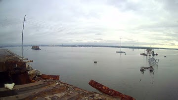 M/V DALI time lapse being towed to shore from the Francis Scott Key Bridge area