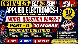 Diploma C25 ECE Applied Electronics-I code 25EC21I Model Question Paper-2 part -D 10marks 💯 2nd sem