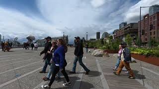 Walking Seattle Downtown Waterfront Cruise ship elevator on a busy Saturday 5 16 2026