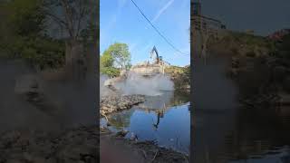 Bridge demolition! Beam to dangerous to pick with crane and I knock it in the water! #bridgework