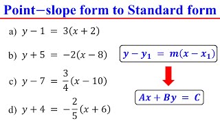 Famous Point slope form to Standard form │Linear Equations Wealth