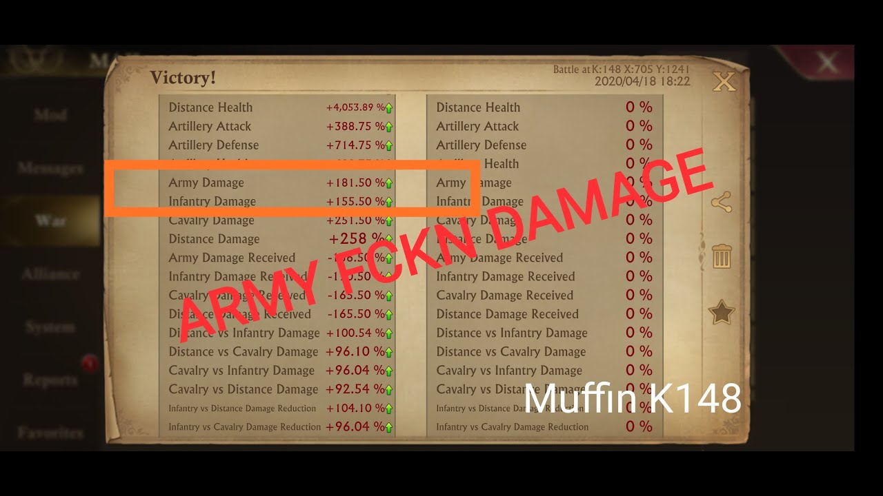 Muffin K148 - Army Damage - Guns of Glory - read the description
