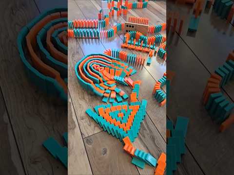 2 MINUTES of Dominoes in Reverse ⏪️ (volume up) #satisfying #domino #rewind #asmr #chainreaction