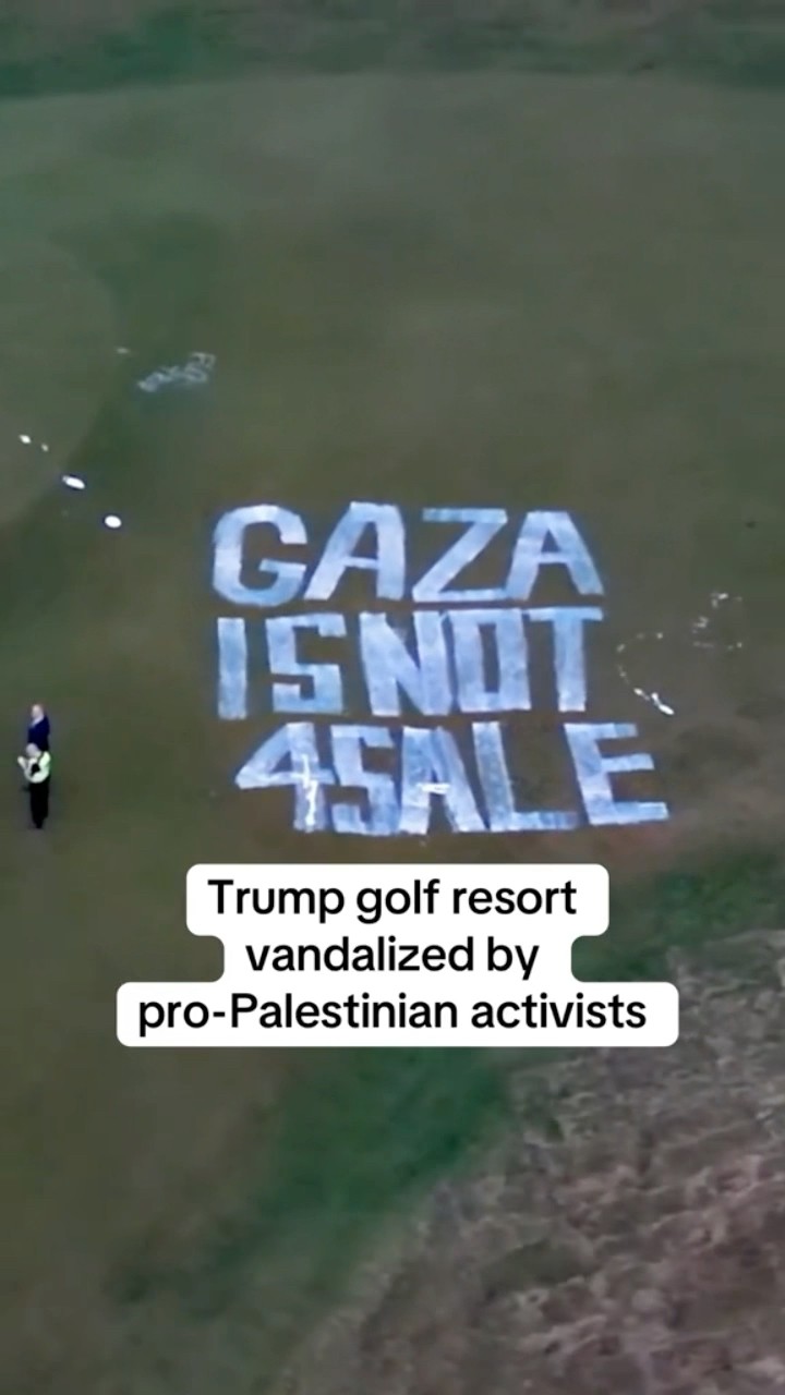 Trump golf resort vandalized by pro-Palestinian activists #shorts