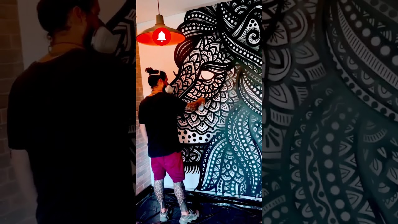 Jaw-Dropping Mandala Lion Wall Art 😯😍🔥Spray Paint Magic Revealed|Spray Wall art 