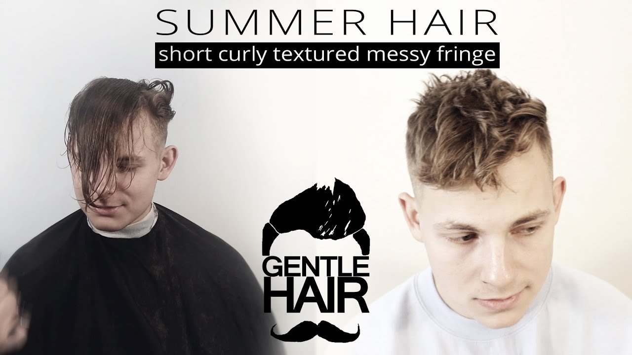 Men's short curly textured messy fringe look  Summer hair 