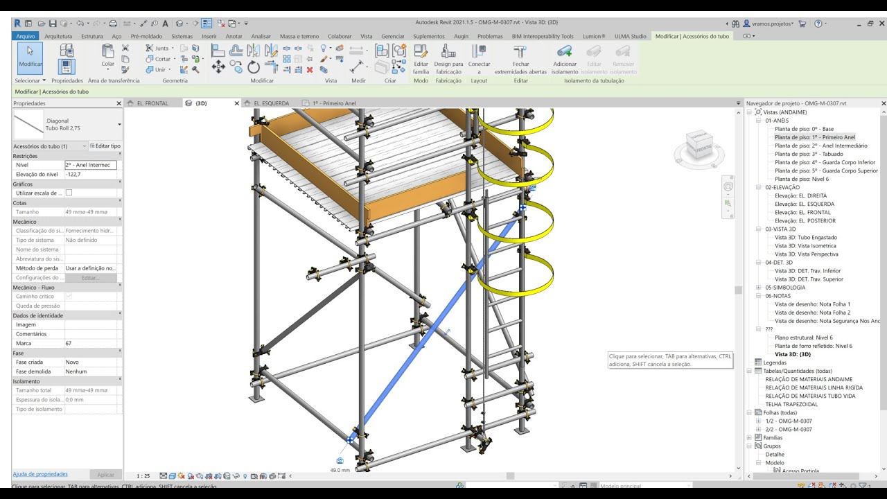 Inserindo Diagonais no Andaime