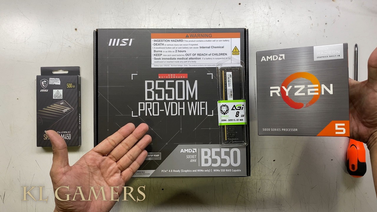 AMD Ryzen 5 5600GT msi B550M PRO-VDH WIFI AGi DDR4 RAM msi SPATIUM M450 SSD PC Build