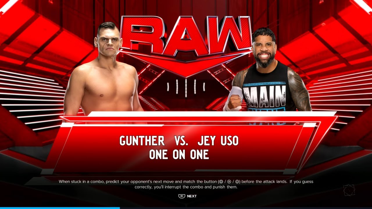 WWE Monday Night Raw Gunther vs Jey Uso in a