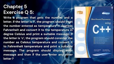 Object-Oriented Programming using C++  Chapter 5 Exercise Question 5|Tasleem Mustafa |Tariq Mahmood
