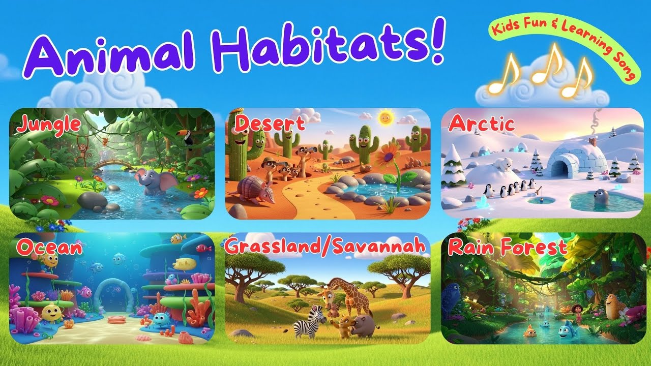 Animal Habitats Song for Kids | Learn Jungle, Desert, Ocean & More