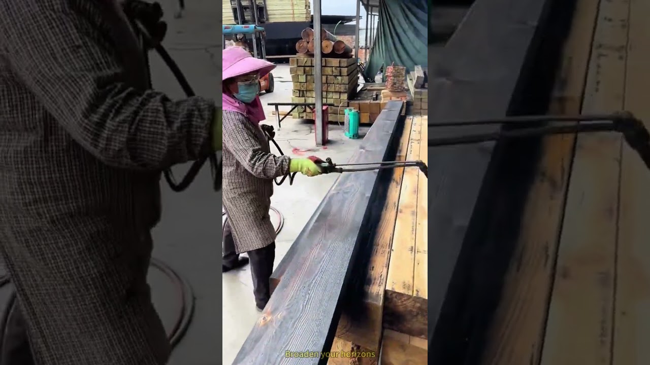 High temperature burning of wood surface #High-temperature combustion