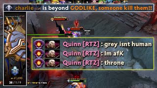 QUINN went AFK at min 4 but Charlie & the other 3 Dire players refused to give up