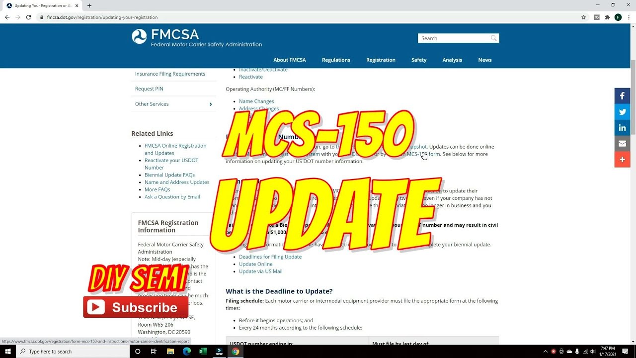 US DOT Biennial Update MCS150 - Home