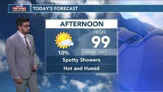 Temperatures will peak in the upper 90s and possibly triple digits today