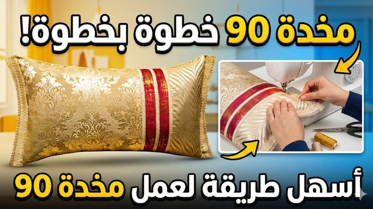 طريقة خياطة مخدة 90 للمبتدئين خطوة بخطوة | Pillow 90 Easy Sewing Tutorial