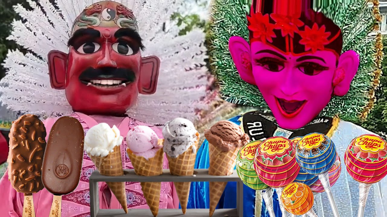 Wow ABang Ondel Ondel Dki Jajann Ess Cream Magnum dan Permen Chupa CHups , ondel-ondel betawi lucu