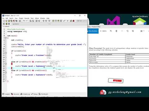 C++ if  Else program. Credits & Grade level code