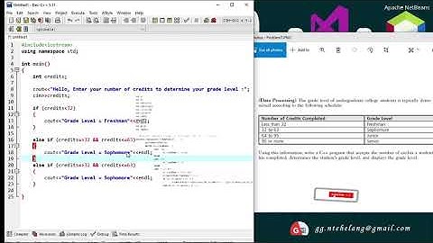 C++ if  Else program. Credits & Grade level code