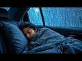 Deep Sleep Therapy with Heavy Rainstorm and Powerful Thunder Sounds on Car in Rainforest at Night