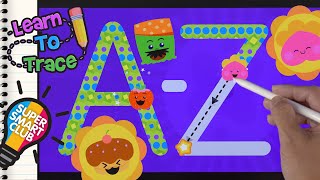 Learn to Trace Colorful A through Z with Cute Funny Characters