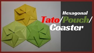 Origami Hexagonal Tato Tutorial | DIY hexagon envelope/ Pouch origami | Easy origami coaster