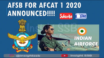 SSB DATES ANNOUNCED || AFSB 2020 Dates || AFCAT 1-2020