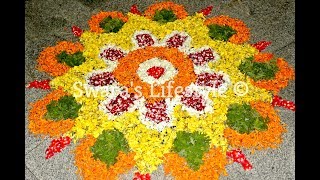 How to make Flower Rangoli/Beautiful Flower Rangoli/Easy & Simple Rangoli using Flowers