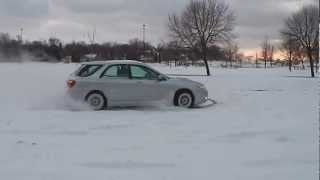 AWD donuts in snow. Saab 9-2x/WRX Saabaru