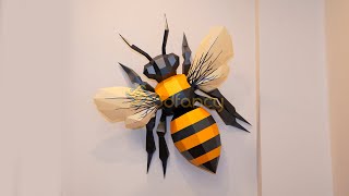 How to make Bee Wall Hanging Papercraft – Easy 3D Bee Paper Sculpture Tutorial - PDF, SVG for Cricut