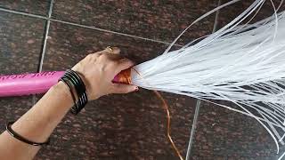 broom  made with plastic wire #homemade #craft  #wastematerialcraft