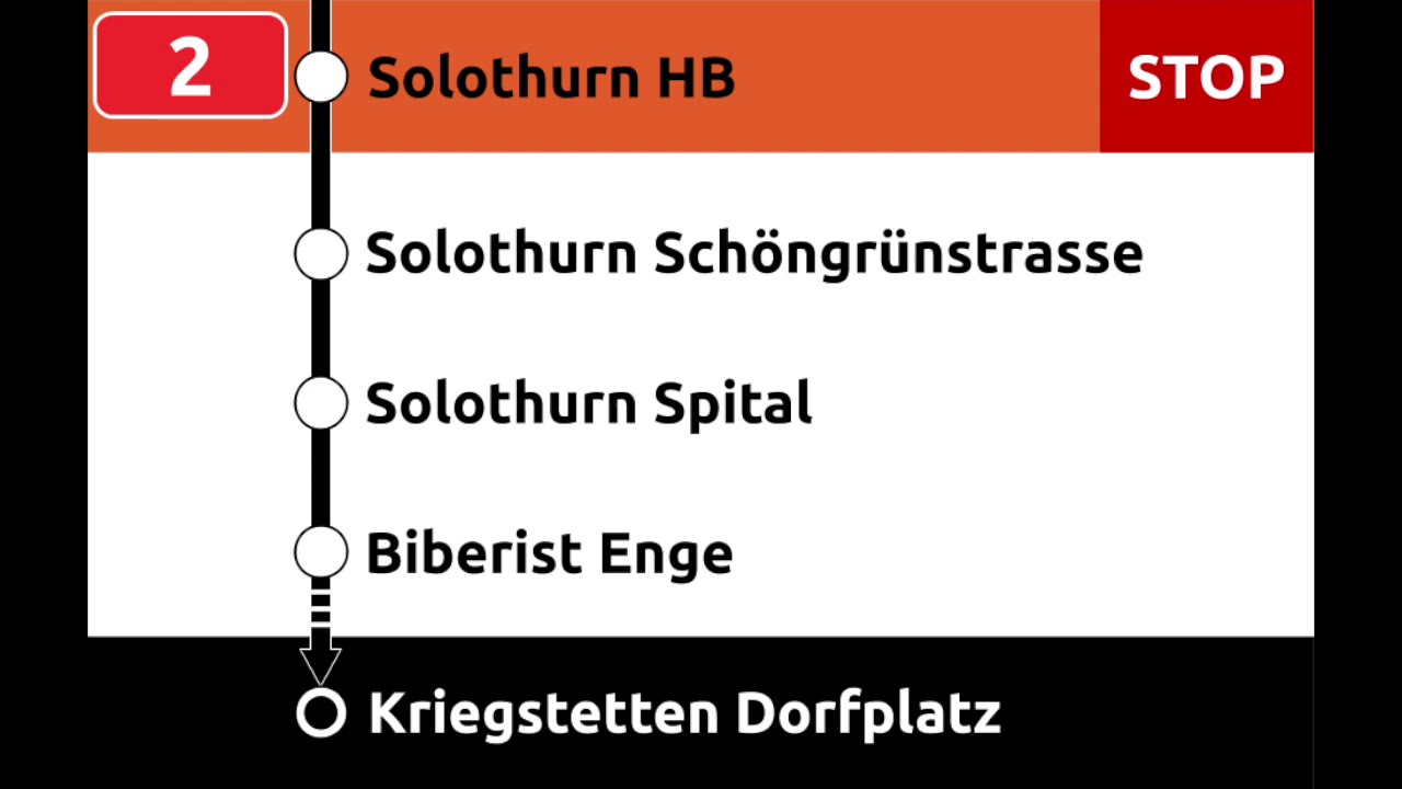 BSU Ansagen - Linie 2 Rüttenen – Bellach – Solothurn – Kriegstetten