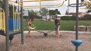 GIRL FLIES OFF IN SEESAW