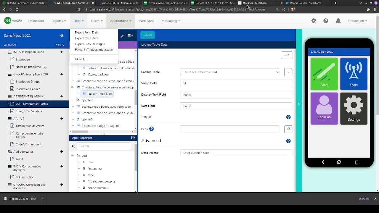 Mettre à jour lookup table en CommCare