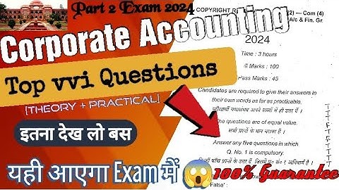 Lnmu Bcom part 2 Corporate Accounting vvi questions for exam 2024 ( 2022-25 )
