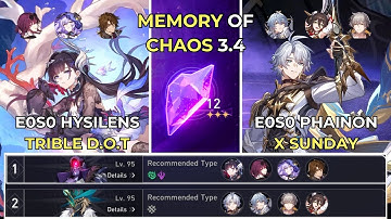 [F2P] E0S0 Hysilens x Kafka & E0S0 Phainon x Sunday | Memory of Chaos 12 | Honkai: Star Rail