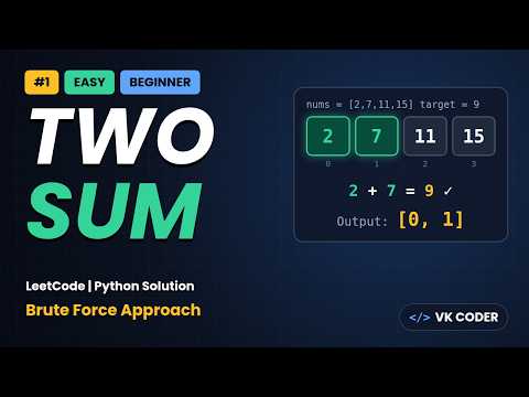 LeetCode #1 Two Sum for Beginners | Brute Force + Dry Run | Python | VKCoder