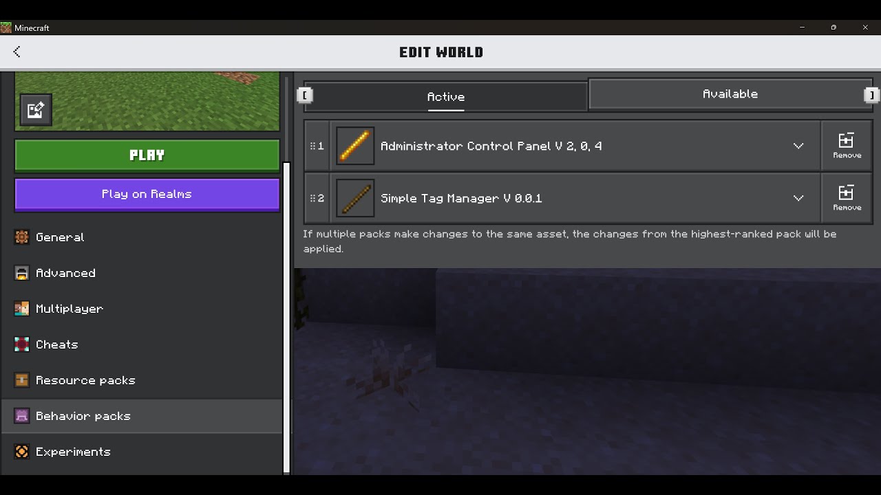 Minecraft Bedrock Administrator Control Panel Achievement Friendly ...