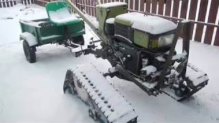 Снег лыжи тяжелый мотоблок на гусеницах и первые поломки