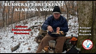 Bushcraft Breakfast in the ALABAMA SNOW Sausage Jalapeno's and Bannock Alabama Outdoorsman Woodsman