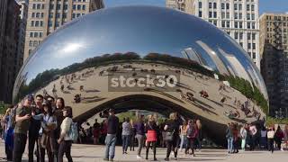 Timelapse Of The Cloud Gate Sculpture In Chicago, USA
