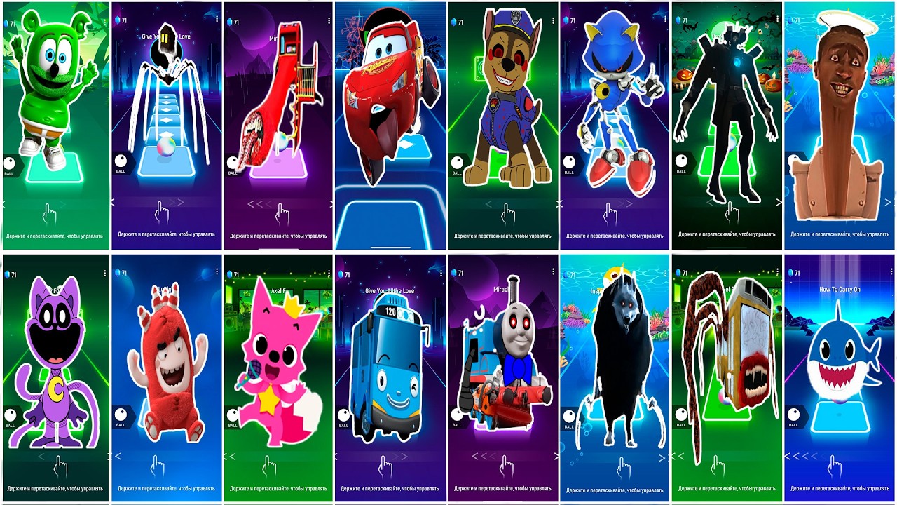 BUS EATER  🆚 SIRENHEAD  🆚 TOILET MONSTER. 🆚 HOUSE HEAD 🆚 ODDBODS | Tiles  Hop EDM Rush !