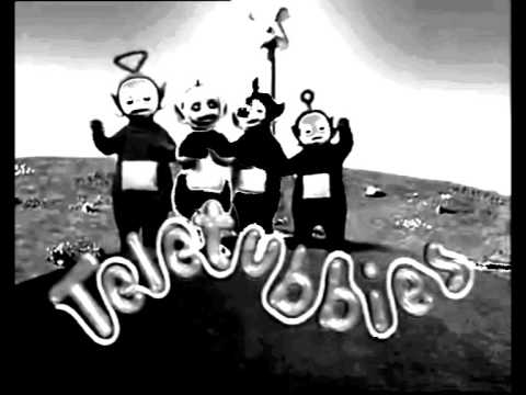 Teletubbies in black and white