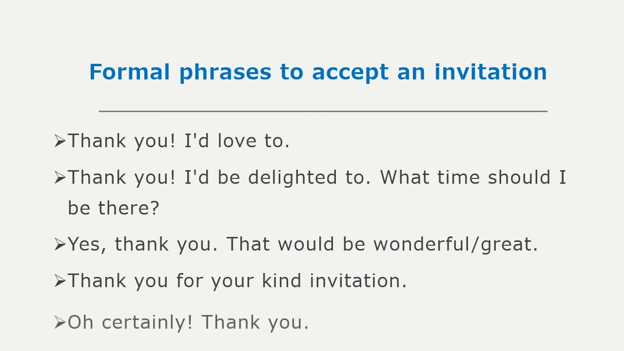 Making, Accepting and Declining a Formal and Informal Invitation YouTube