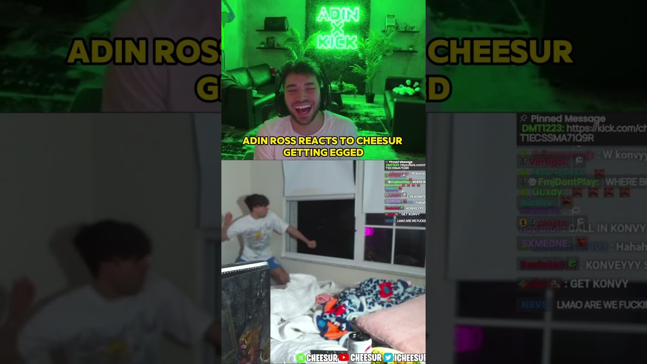 adin ross reacts to cheesur getting egged  