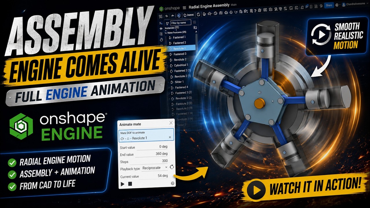Radial Engine Assembly & Animation in Onshape ⚙️🔥 - YouTube